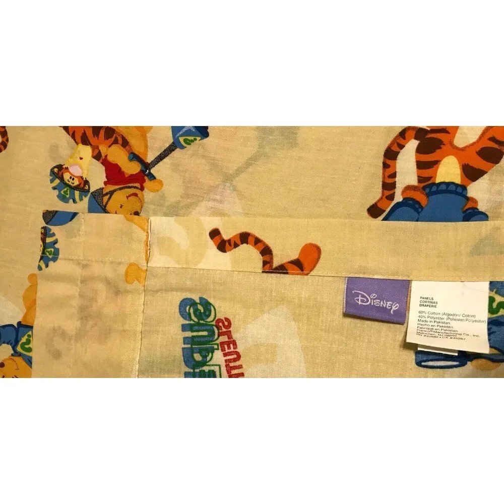 Disney Vtg WINNIE THE POOH/TIGGER Two 40x64” Curtain Panels 